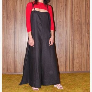 Alexa Stark Linen Apron Jumpsuit